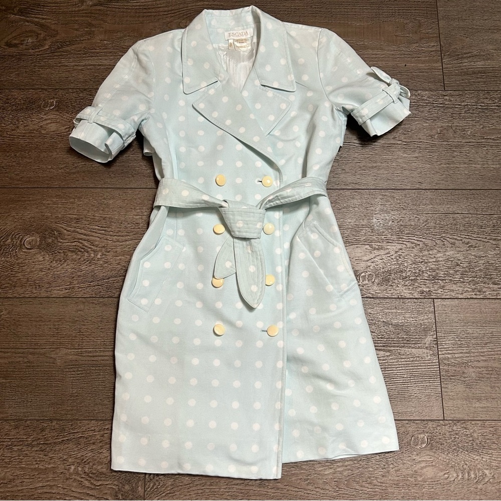 Vintage Escada Double Breasted Trench Coat Dress Size 38